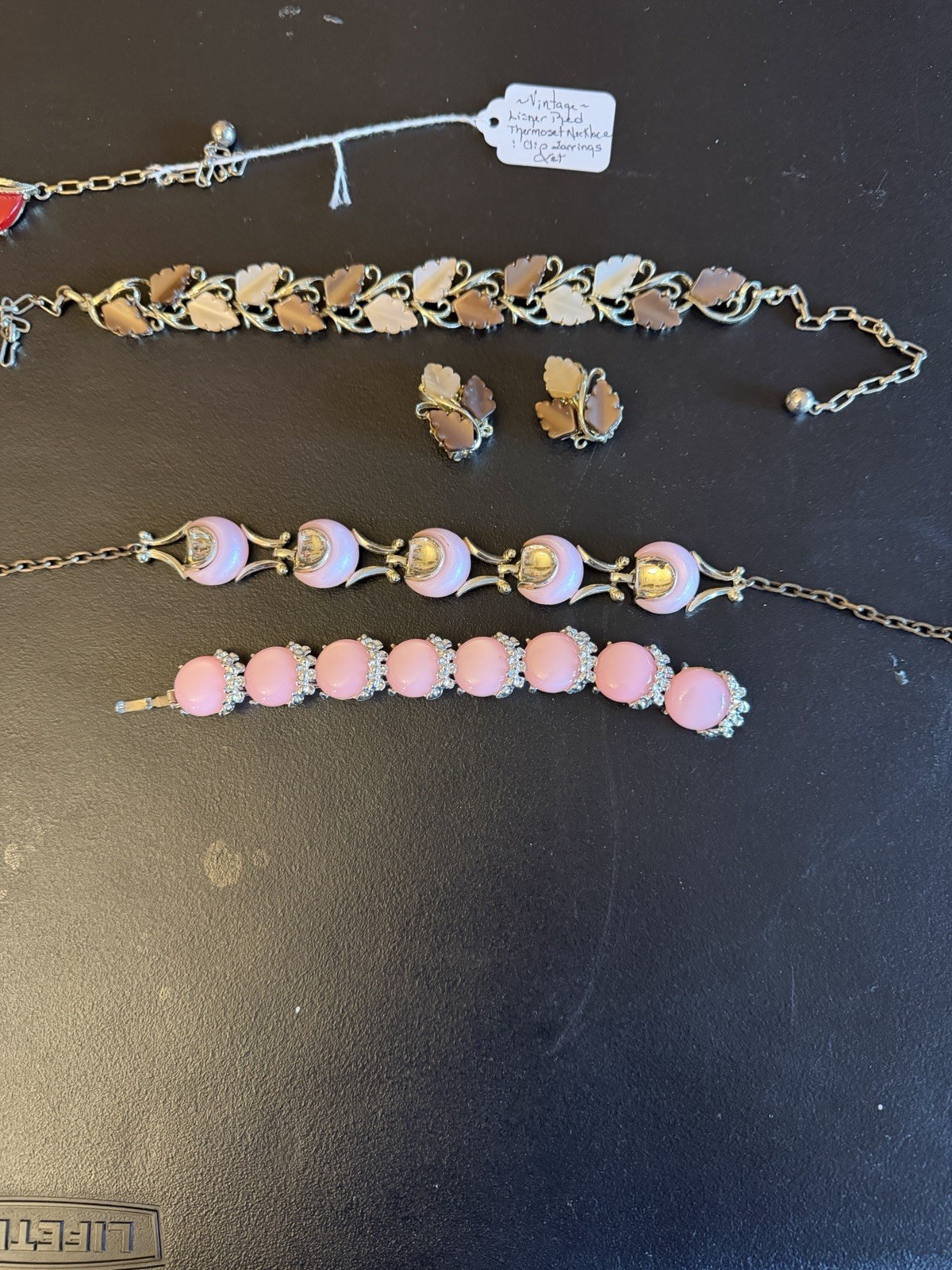 Lot Of 11 Thermoset Jewelry Pieces Clip On Earrings Necklace Bracelets