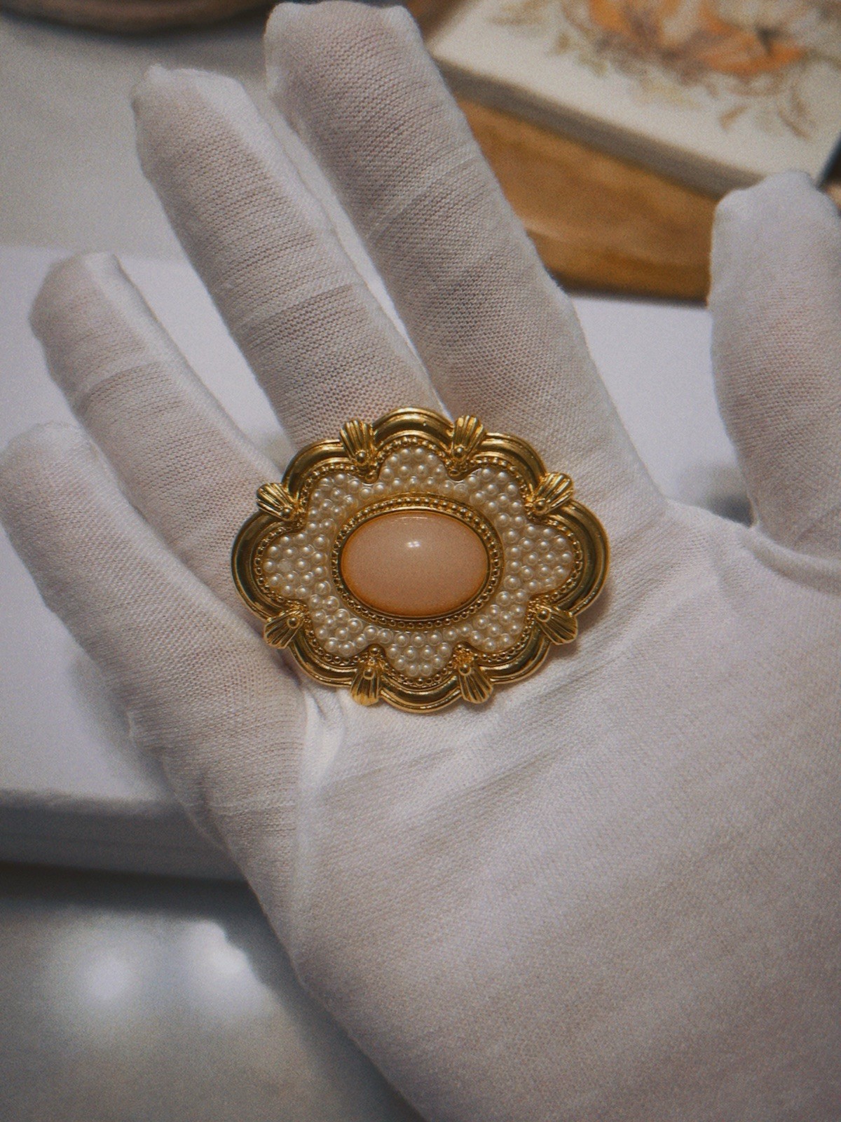 Vintage Avon set pink gold earrings brooch