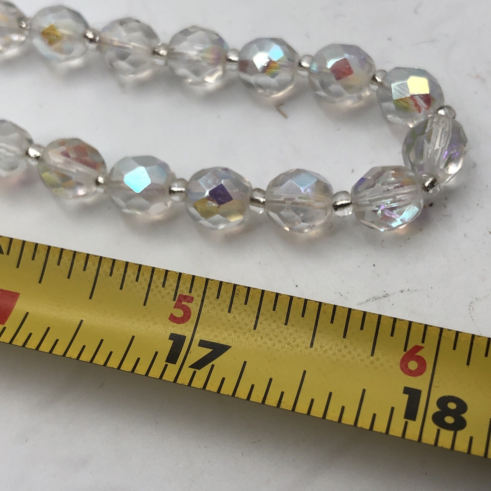 Vintage AB Crystal Glass Faceted Beaded Necklace