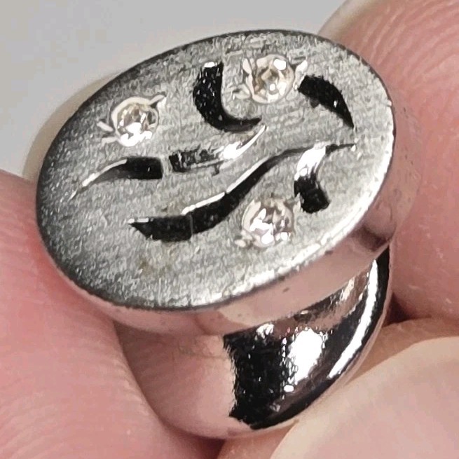 Vintage Anson Sterling Silver Tie Tack Modernist Abstract Rhinestone Pin T-Bar