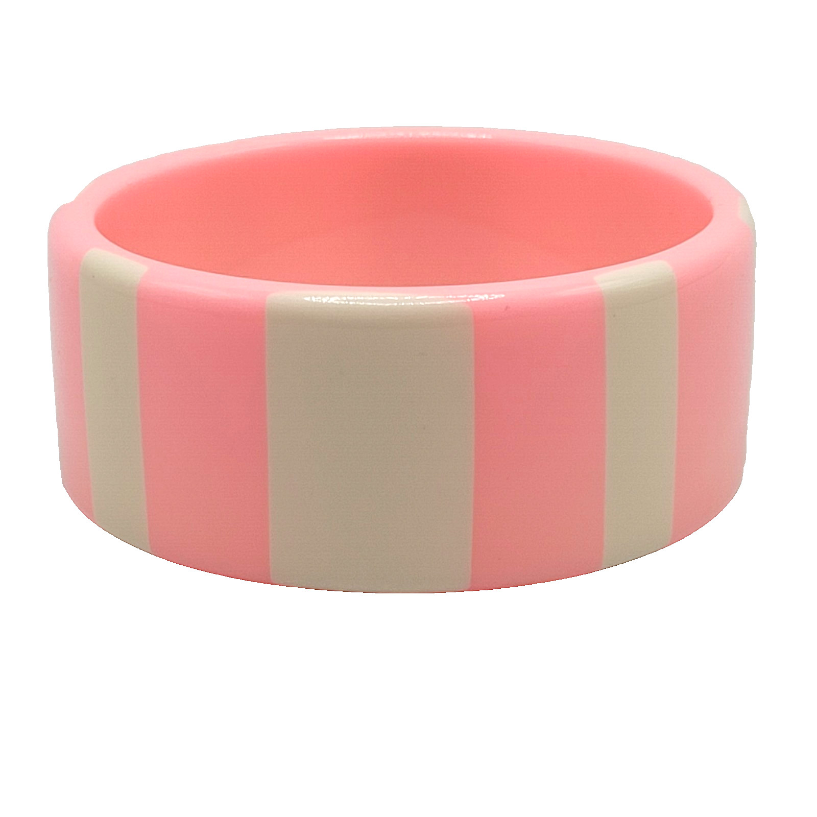 Bright Bubble Gum Cotton Candy Cream Stripe Chunky Acrylic Vtg Bangle Bracelet