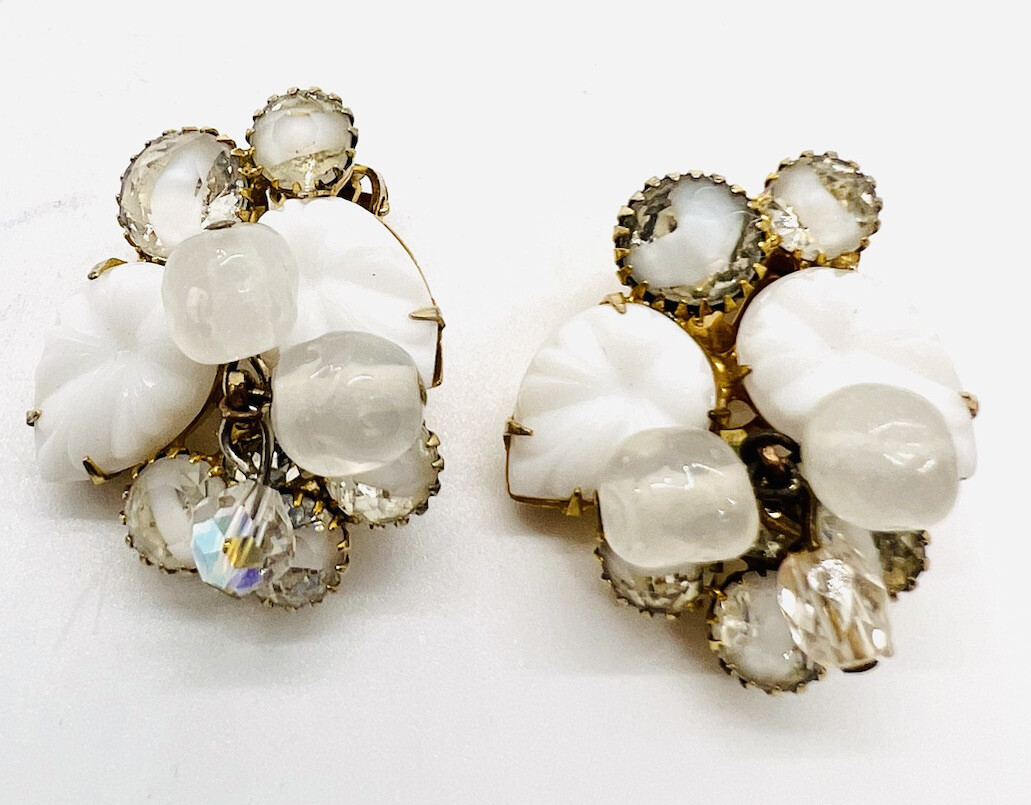 JULIANA Delizza & Elster 3pc Demi Parure Molded Glass Givre Rhinestone Cha Cha