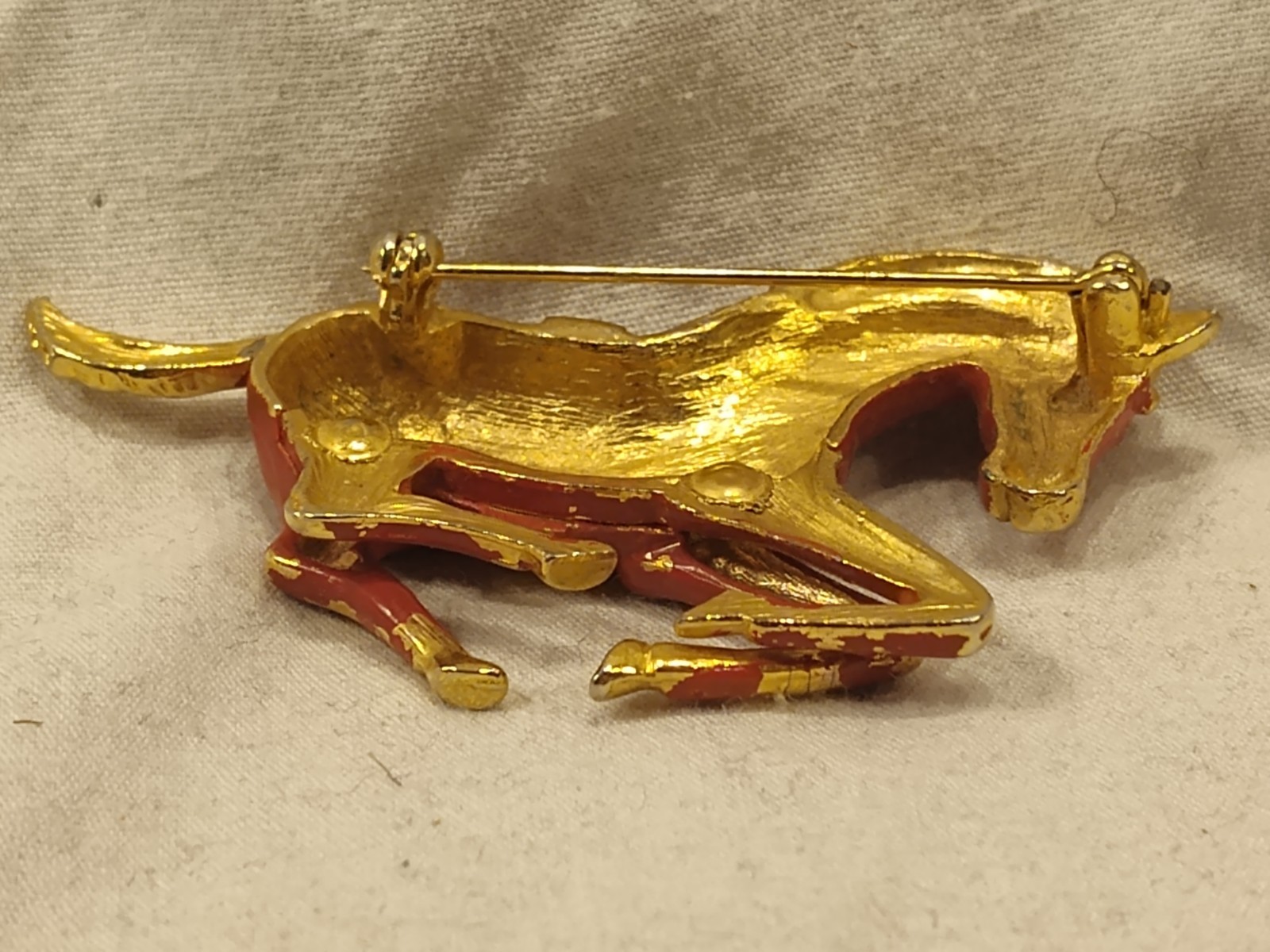 Vintage Red Horse Brooch Pin Equestrian