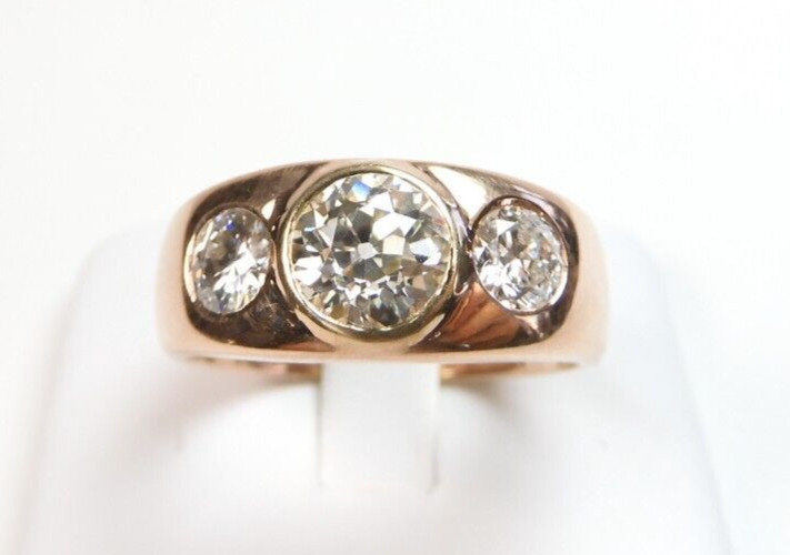 Antique 1920’s European Diamond Engagement Ring 14K Rose Gold 9 UK-R1/2 EGL USA