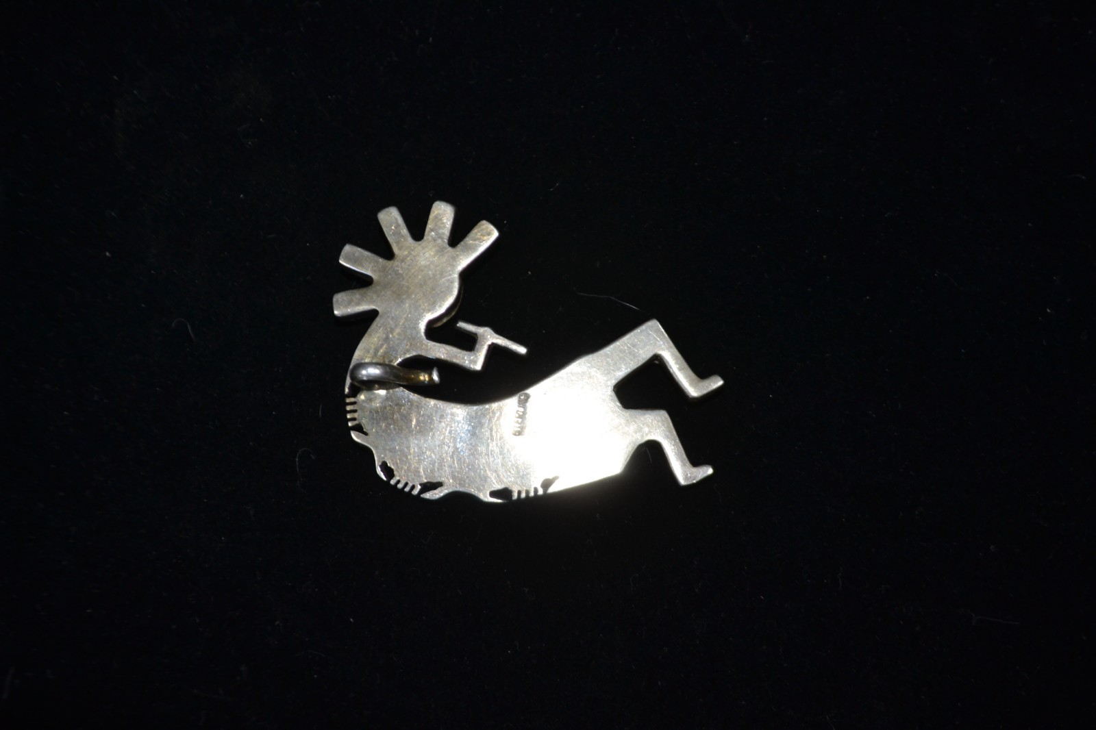 Vintage Sterling Silver Kokopelli Inlay Pendant 28.7g Navajo Zuni Style