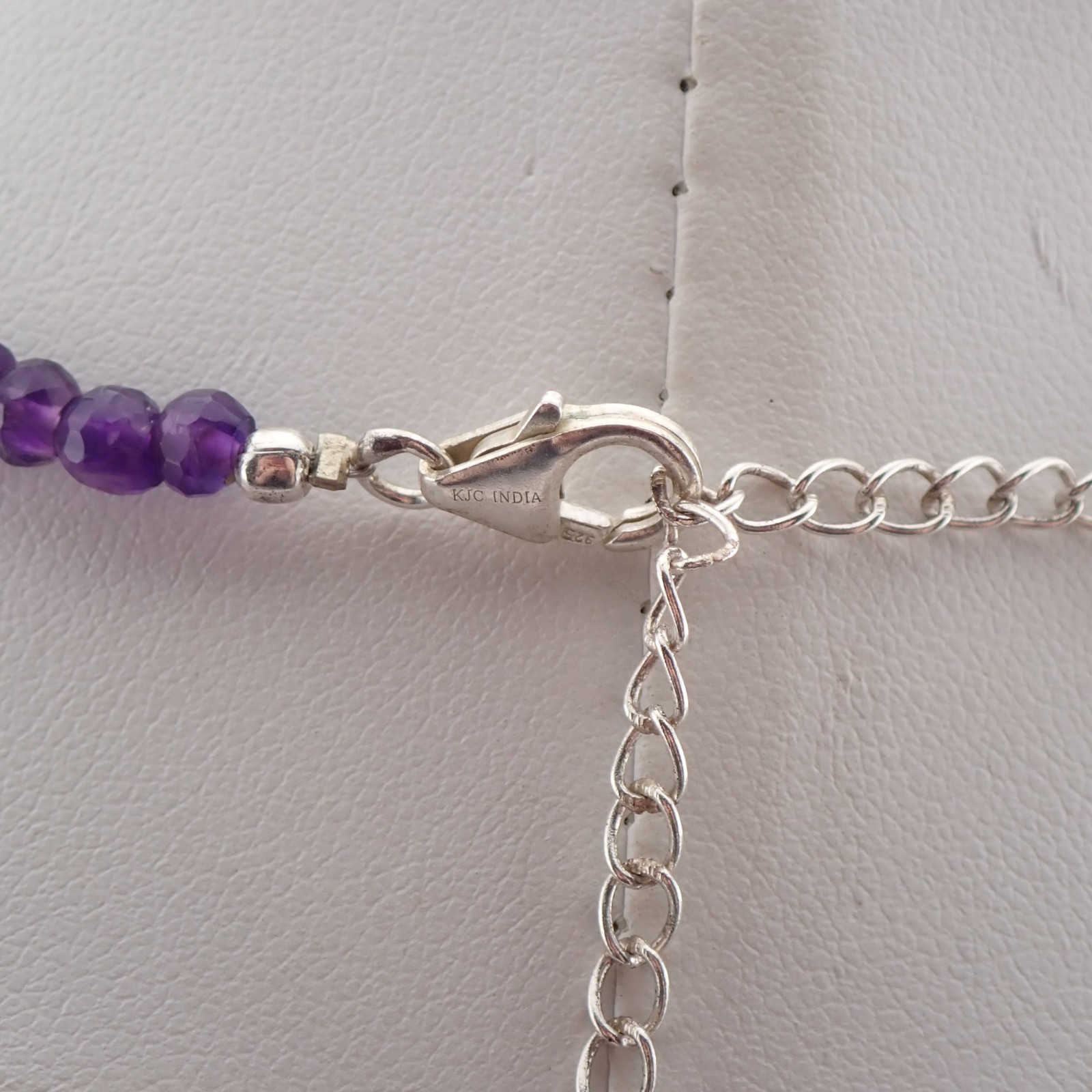VTG Purple Amethyst 5mm Graduated Faceted Bead Sterling Clasp 20″ Necklace