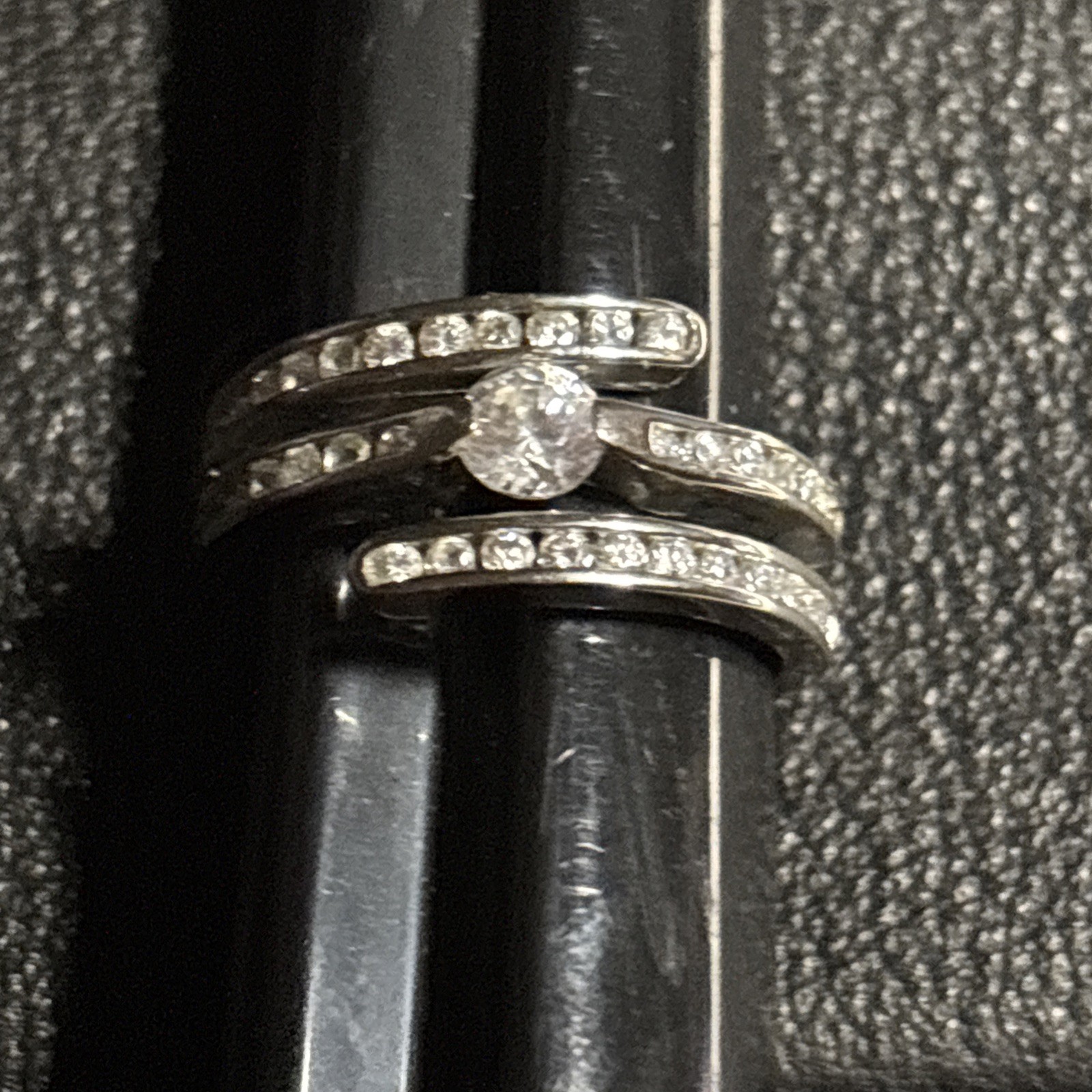 Sterling DBJ Crystal Cocktail Ring Signed Size 8.25