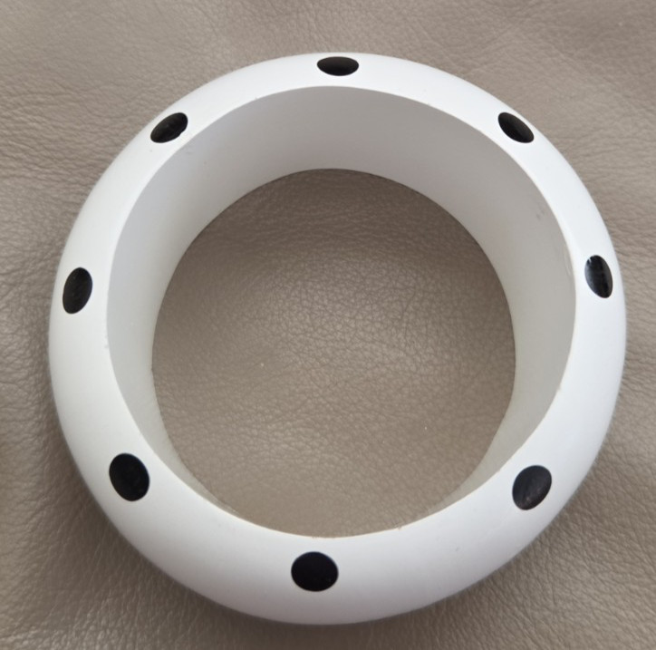 VINTAGE Chunky Bangle Bracelet White With Black Polka Dots