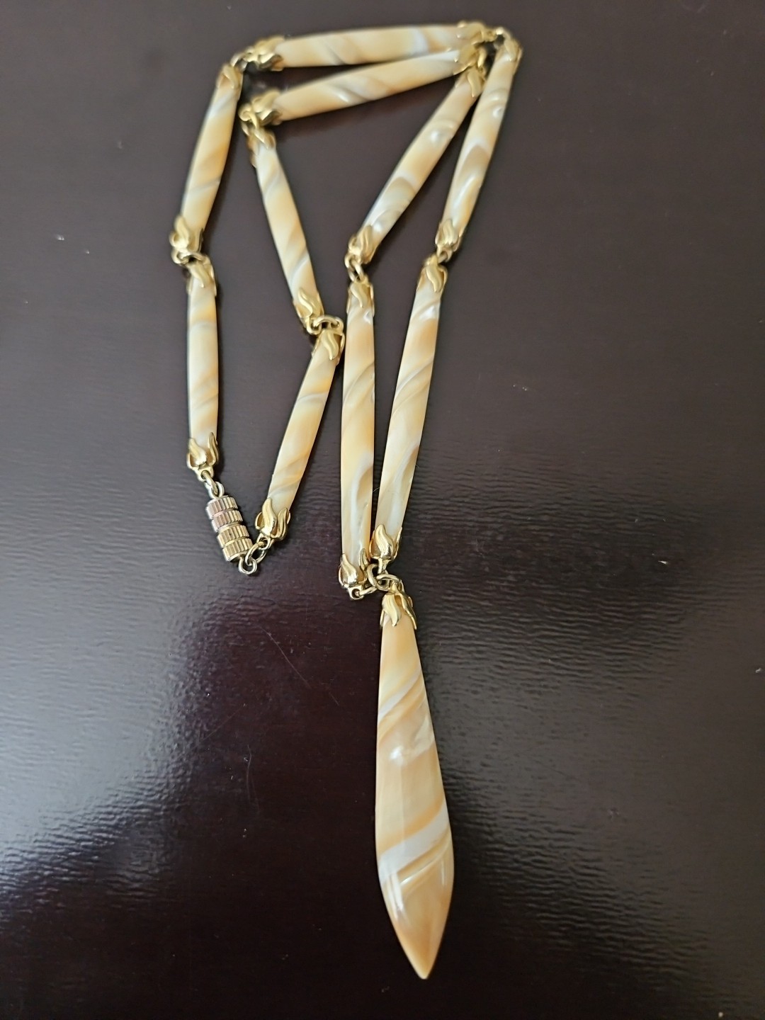 Vintage Mother of Pearl Y- Drop Dangle Necklace