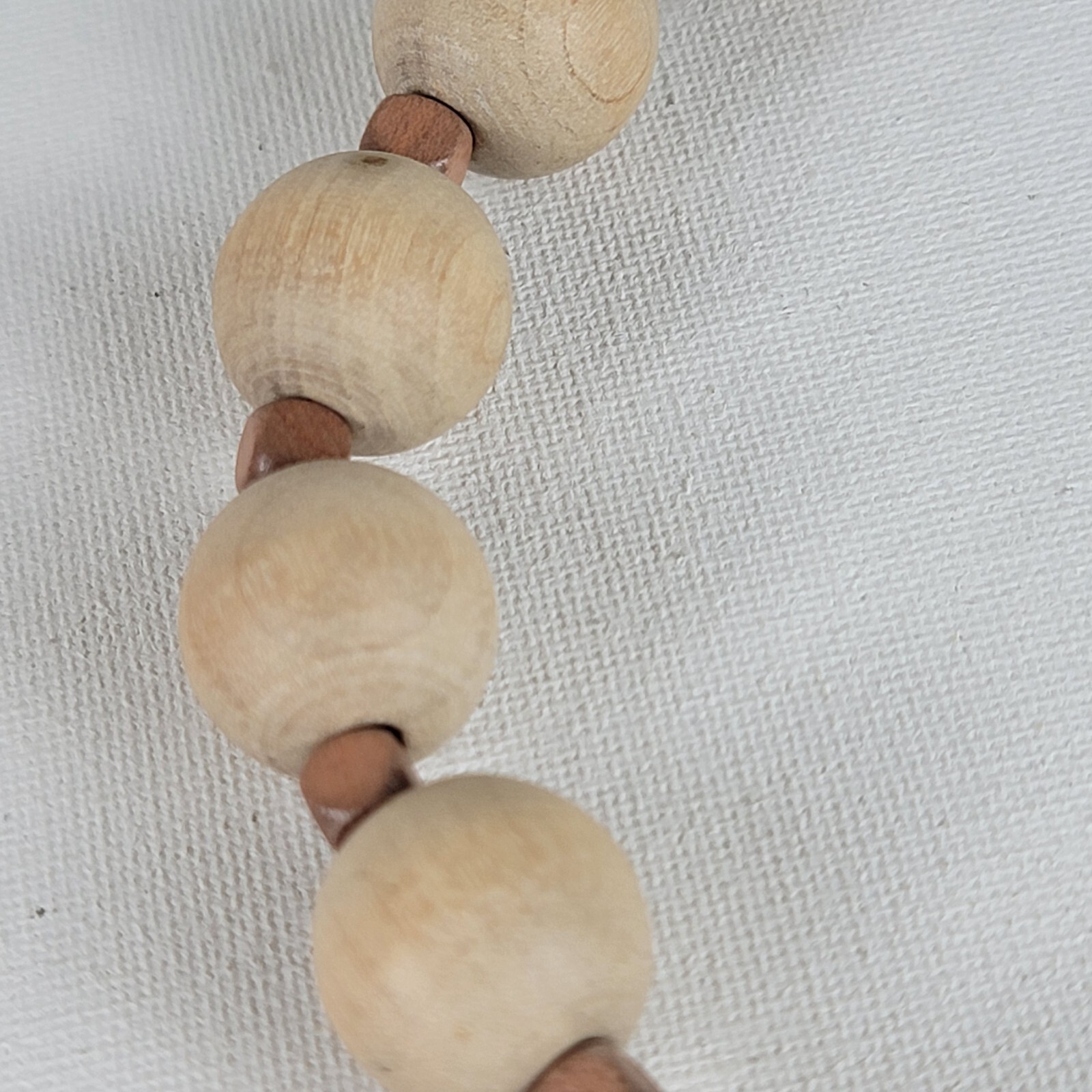 Vtg. Shell And Wood Bededed Necklace Light Pastel Tone Spring Ring Clasp 19″