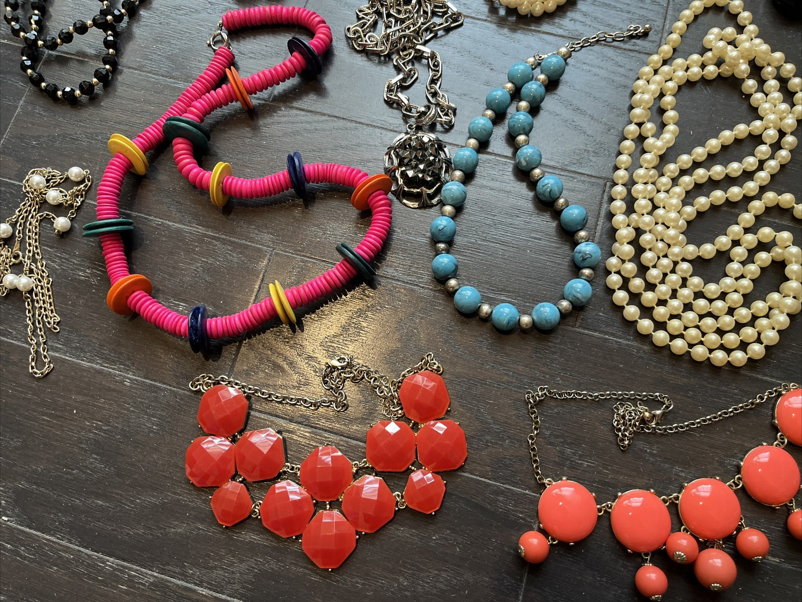 Vintage Necklace Costume Jewelry Lot of 16 , Chunky, Statement, Faux Pearls etc