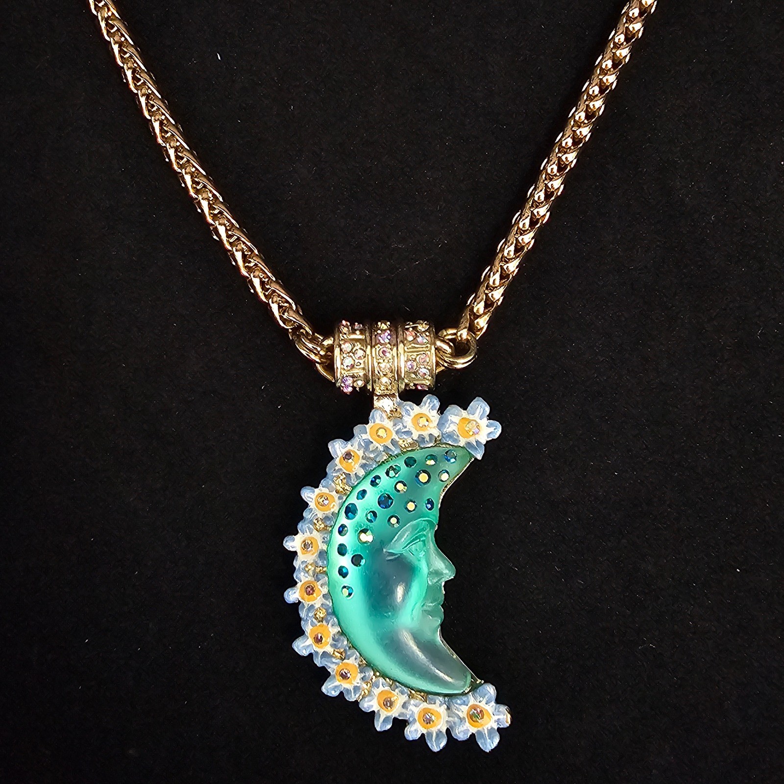 Kirks Folly Goddess Moon Magnetic Necklace & Pendant 30″ Celestial Gold Tone