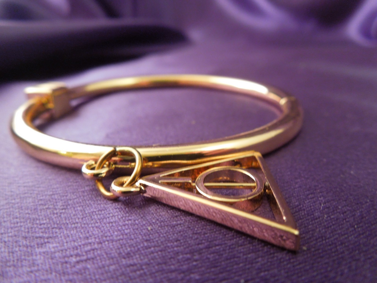 Ashley Bridget Artist Designed Gold Tone Bangle Bracelet W/ Charm
