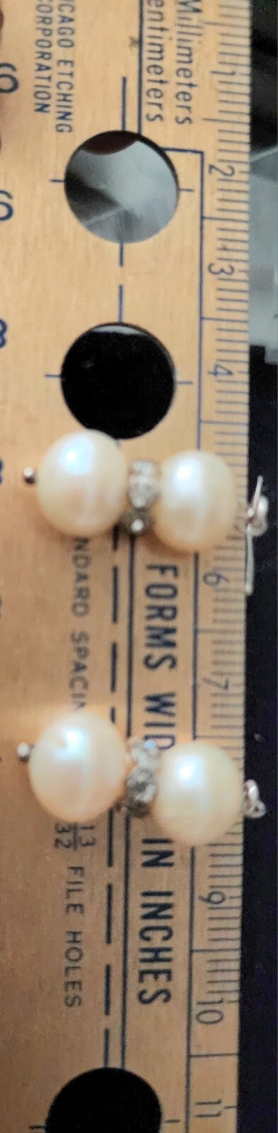 Elegant,2 Tiered Pearl Dangle Earrings, 925 Sterling Silver & Shimmering Crystal