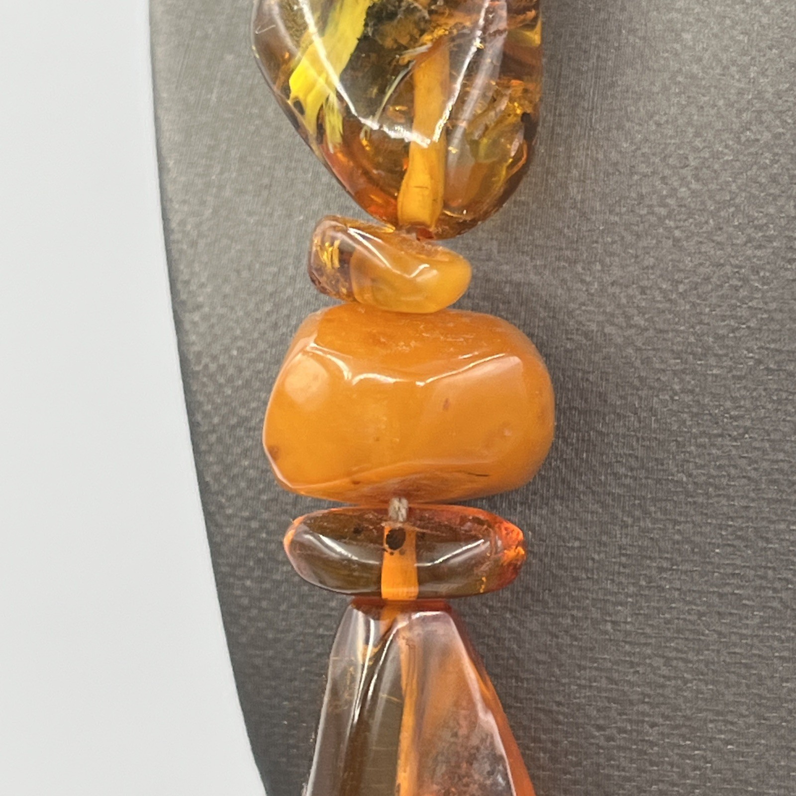 Baltic Honey Cognac Amber Chunky Bead Necklace 32″ Vintage
