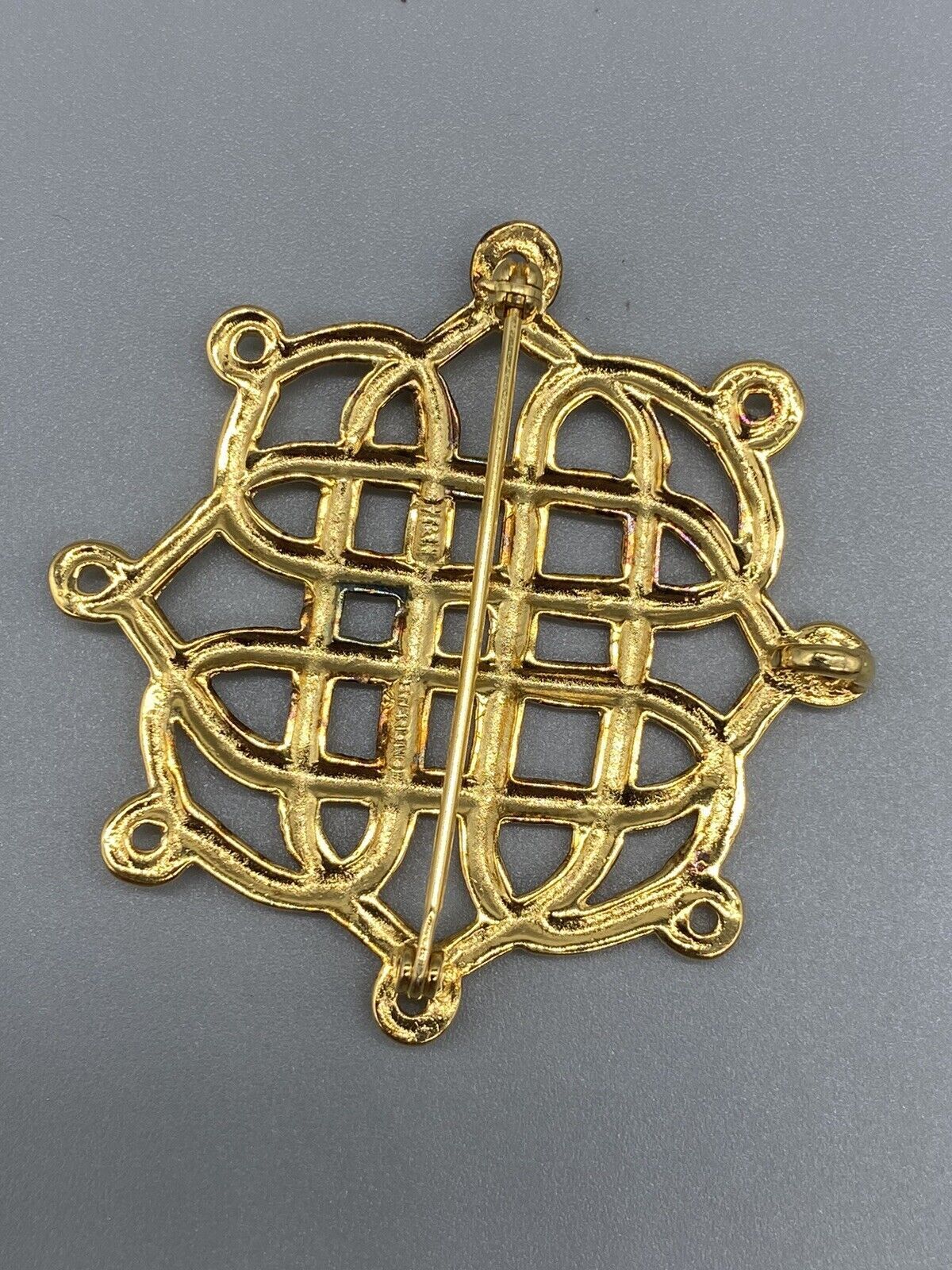 VTG H & H Sterling Gold Plated Celtic Knot Brooch Pin Pendant Hand and Hammer