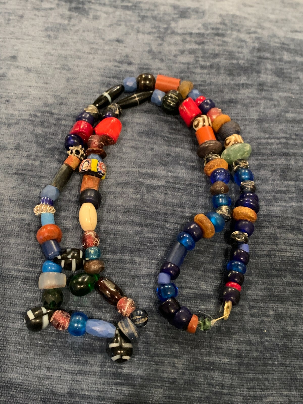 Tibetan and African Trading Beaded Necklace 24″, Antique