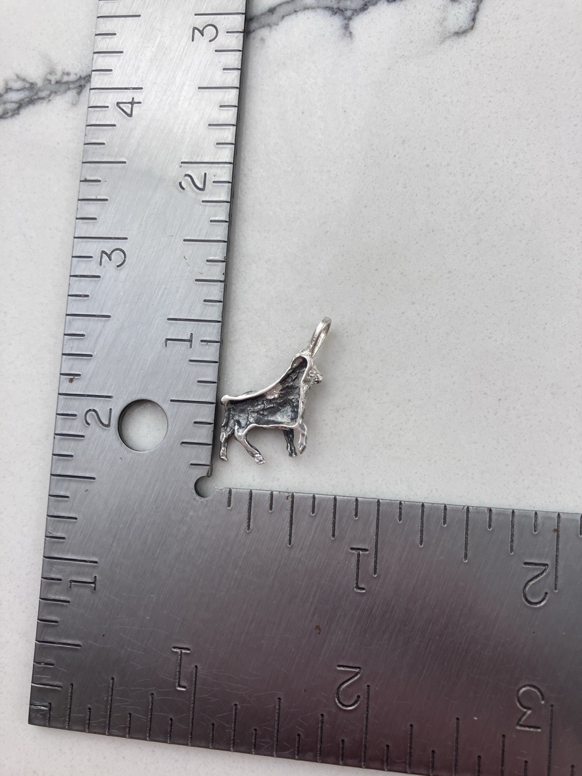 Vintage 925 Sterling Silver Bull Cow Animal Modernist Pendant