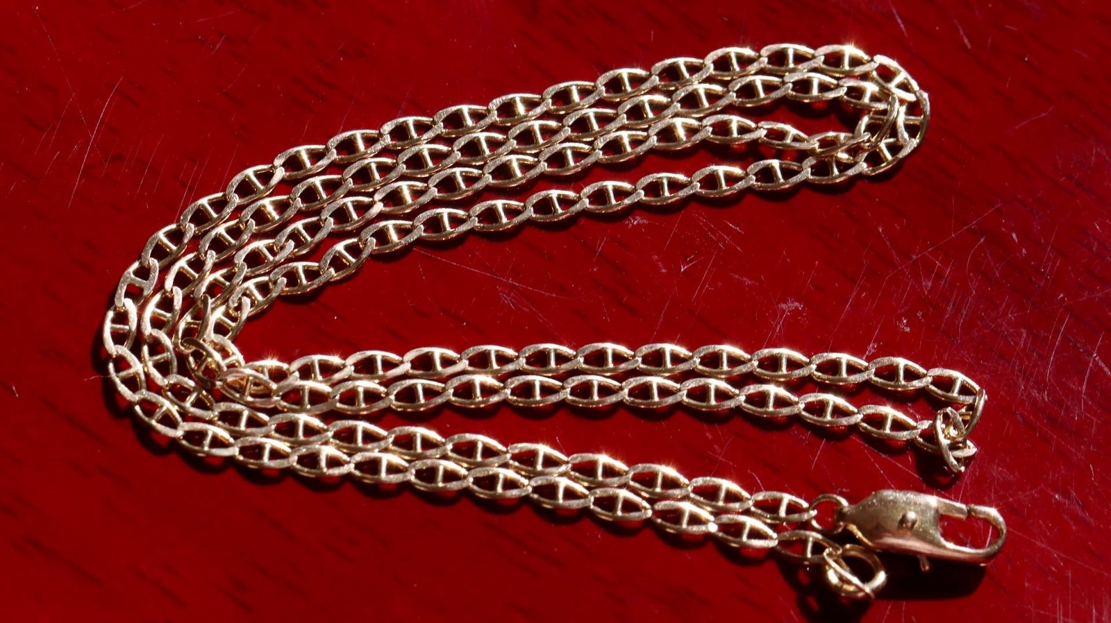14k yellow gold necklace 18.75″ anchor / mariner link chain vintage 4.25gr N3642