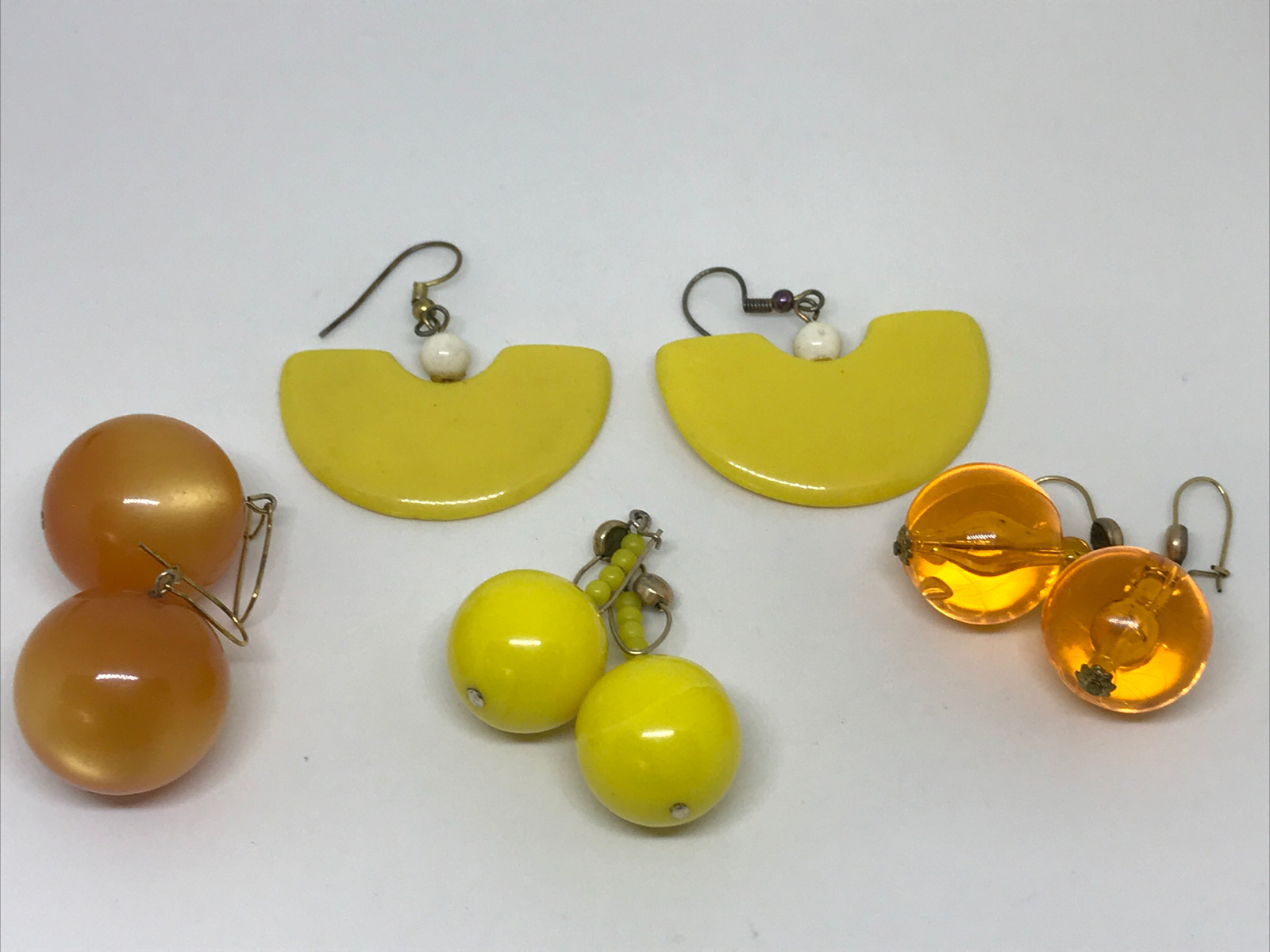 Vintage Retro 1950’s-1980’s EARRINGS Mustard Yellow Orange Gold Fill 4 Pair Lot