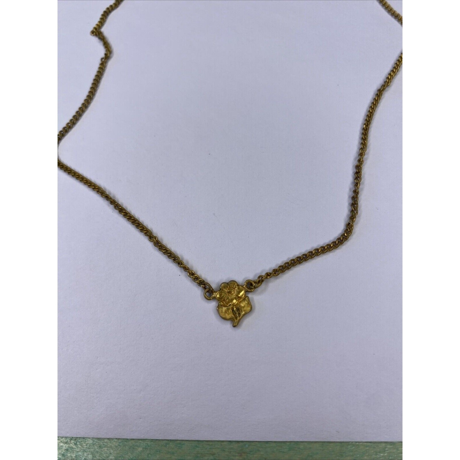 Vintage 70s S Girls Goldtone Butterfly Green Rhinestone May Birth Necklaces 2