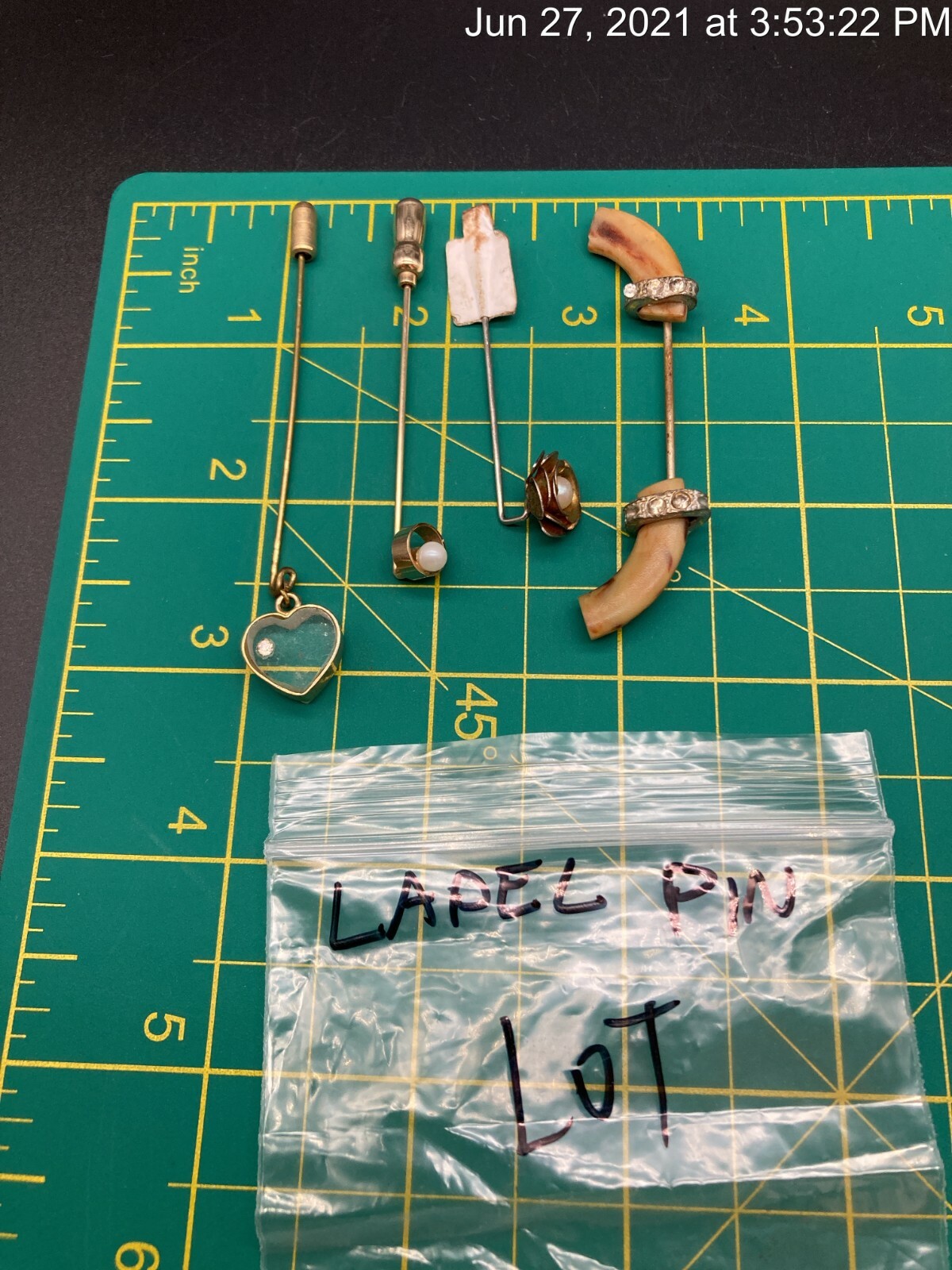 4 Vintage Hat Pin Art Deco Paste Vintage Plastic Crystal Collectibles Lot Of 4