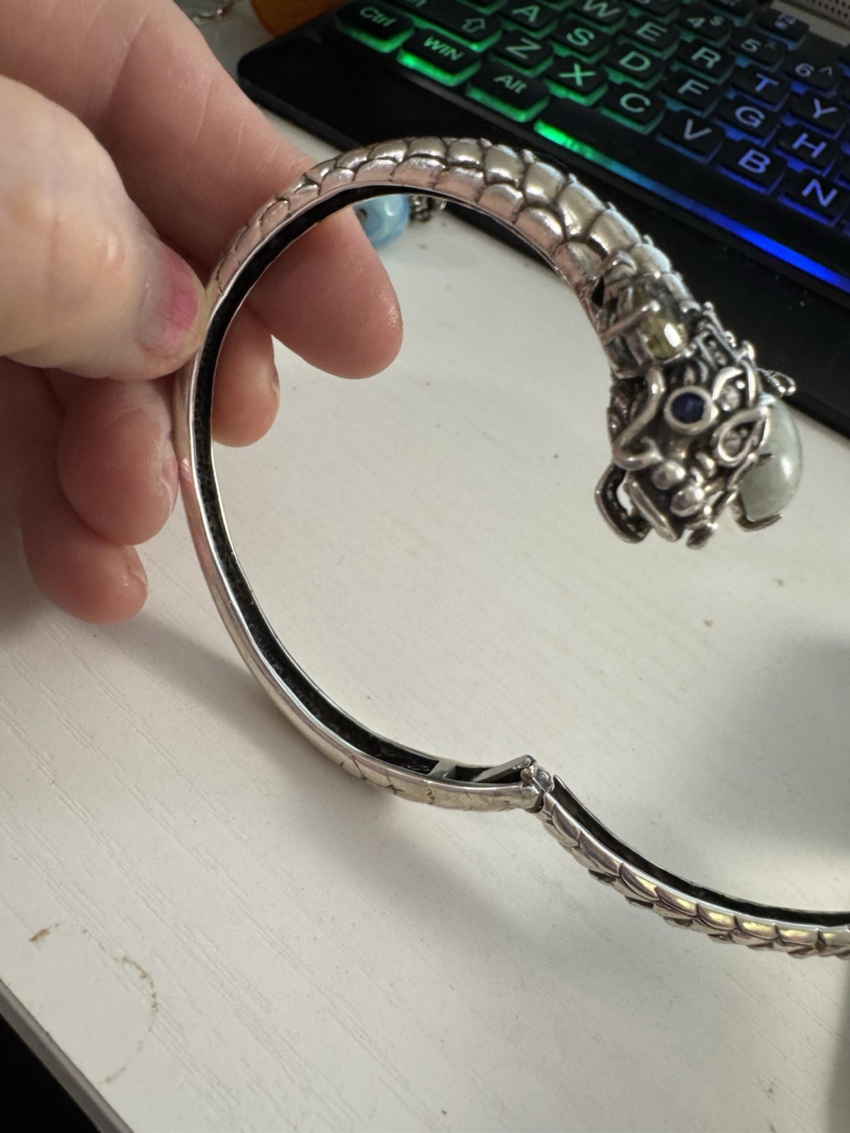 Jade of Yesteryear Sterling Silver Dragon Bracelet