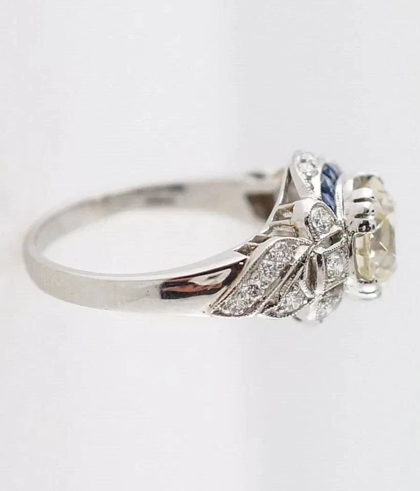 3Ct Art Deco Style Lab Created Diamond Engagement wedding 14K White Gold FN Ring