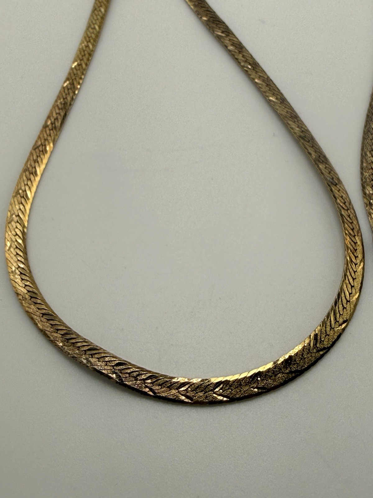 Vintage Herringbone Gold Plated Necklace 23.5 In L Item AB-10