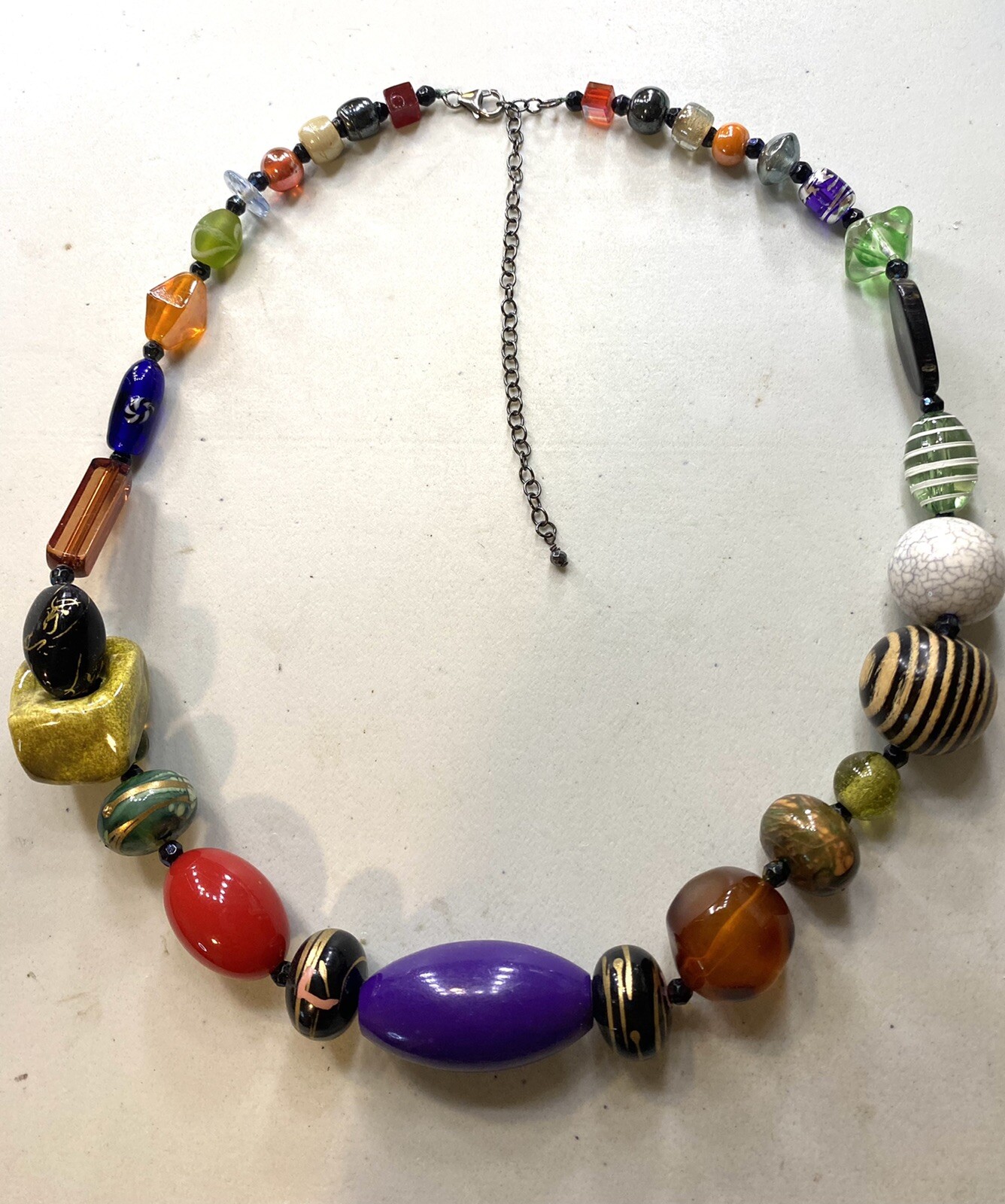7.128 Vintage necklace, choker, beads of different colors, shapes, materials