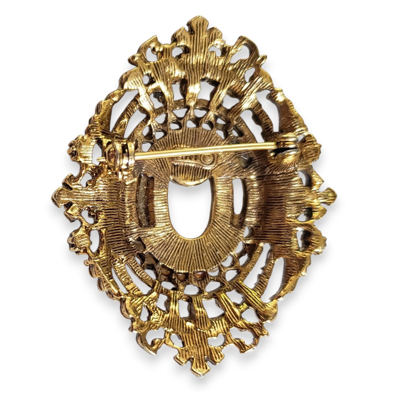 Vintage ART Lady Portrait Brooch Victorian Revival Filigree Pearls