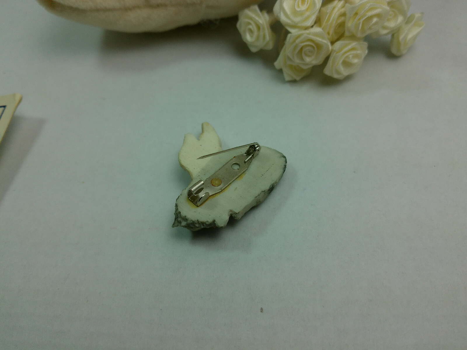 Sweet Vtg GANZ Sleeping Guardian Angel Kitty Cat Whimsical Boho Retro Pin Brooch