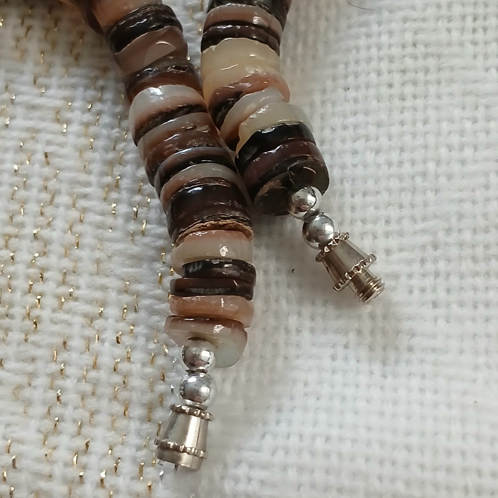 Brown White Heshi Shell Necklace Vintage