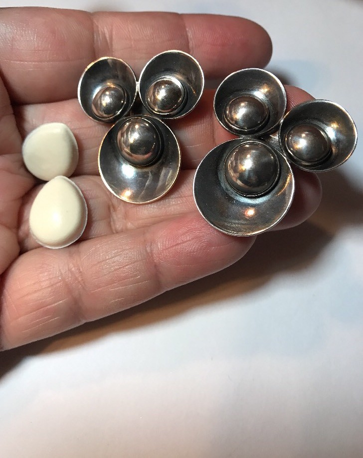 Oversized Unusual MCM Sterling Earrings N. E. From/ Denmark