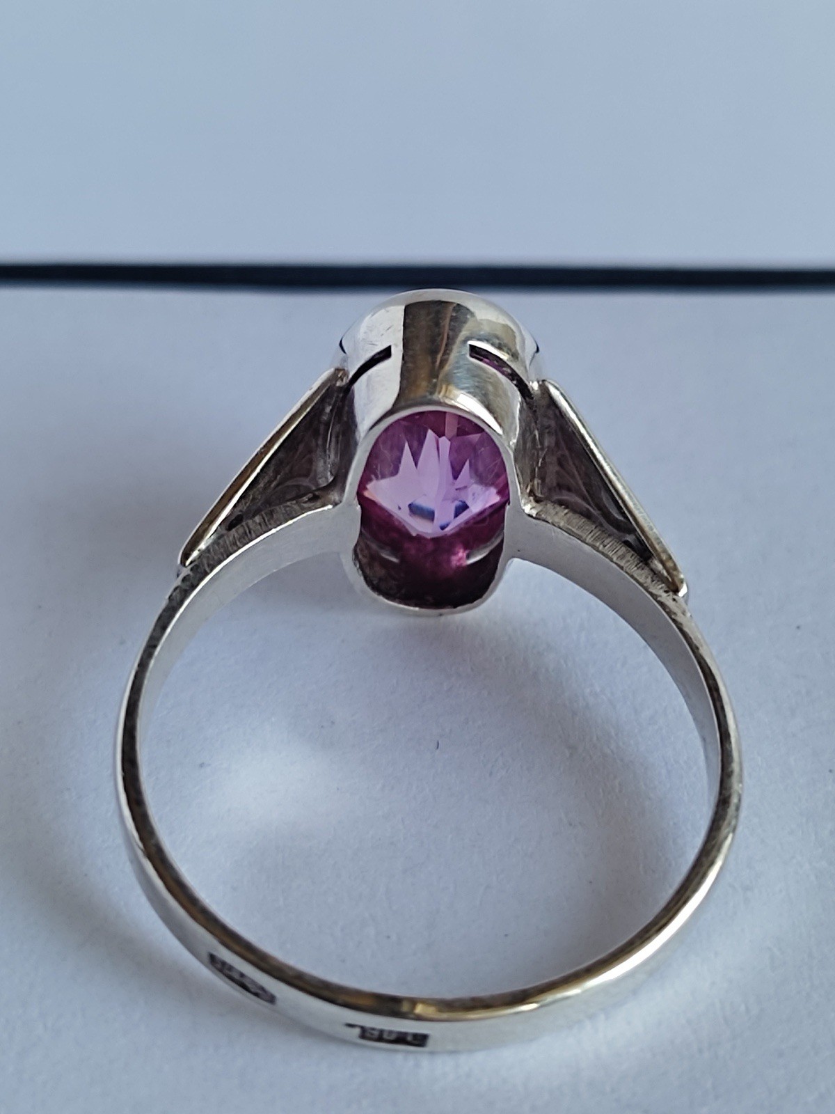 Vintage 70s Soviet Union Silver 875 USSR Ring Pink Sapphire Size US 7.5/ 17.5 mm