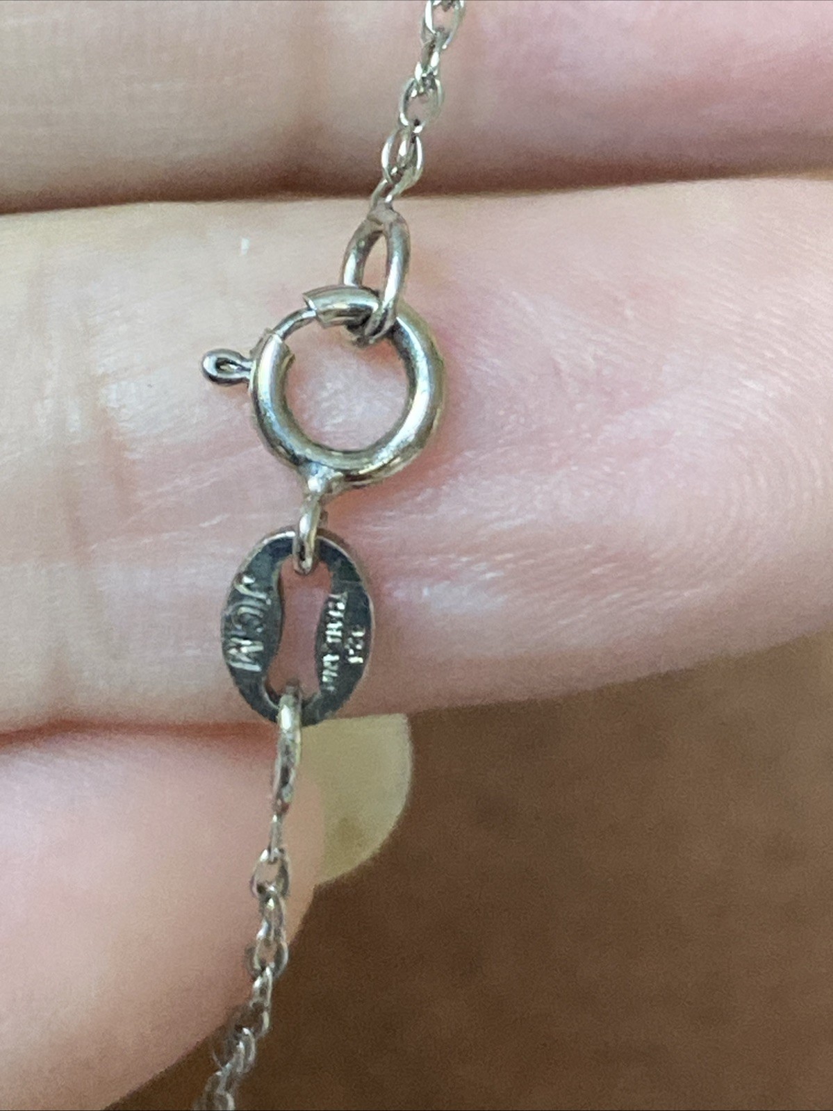 Vintage Lightweight Sterling Silver Necklace With Turquoise Pendant