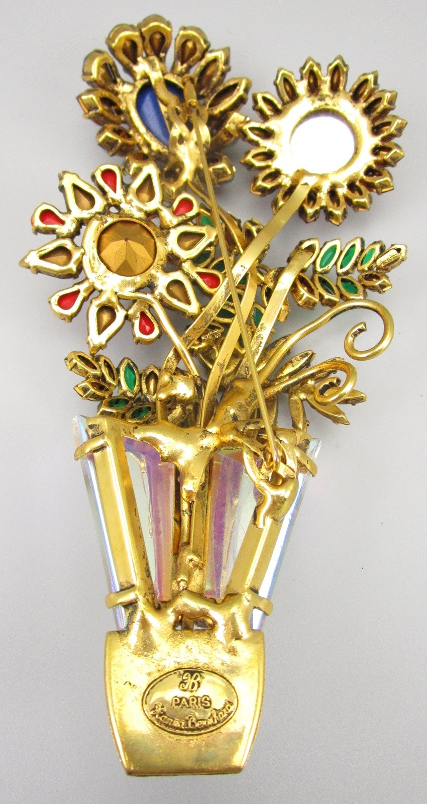 RARE HANNA BERNHARD FRANCE OVERSIZED 6″ FLOWER BOUQUET BROOCH PIN
