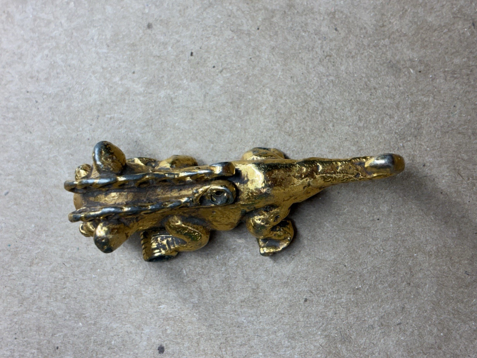 Vintage Signed Alva Studios tiger pendant Aztec Inspired Gold Tone Statement