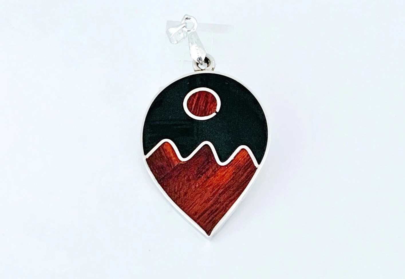 Vintage Modernist Sterling Pendant Silver 925 Onyx Artisan Bold