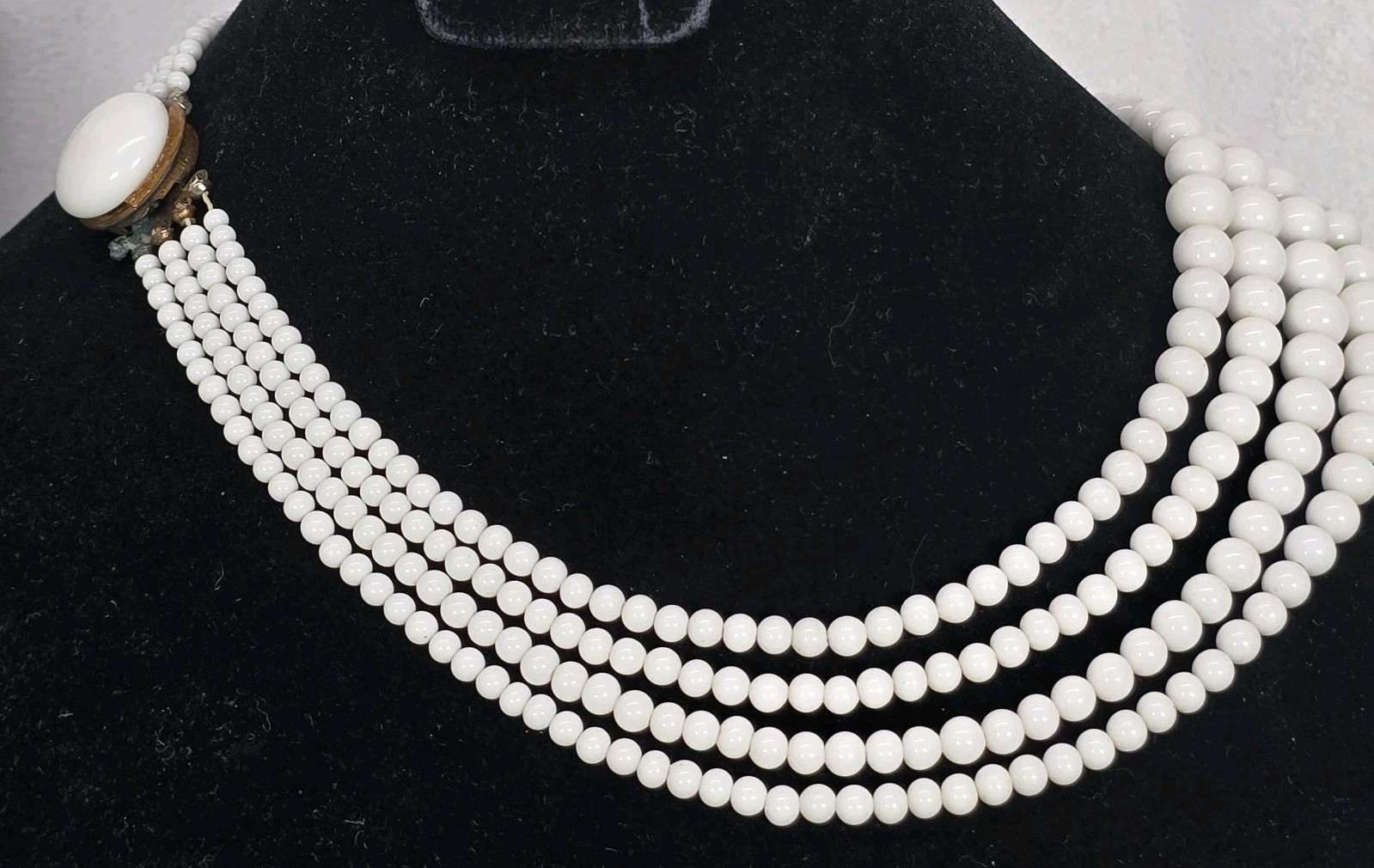 Vintage, Milk Glass And Multi Strand Necklaces, (Lot Of 3) Victorian Granicor