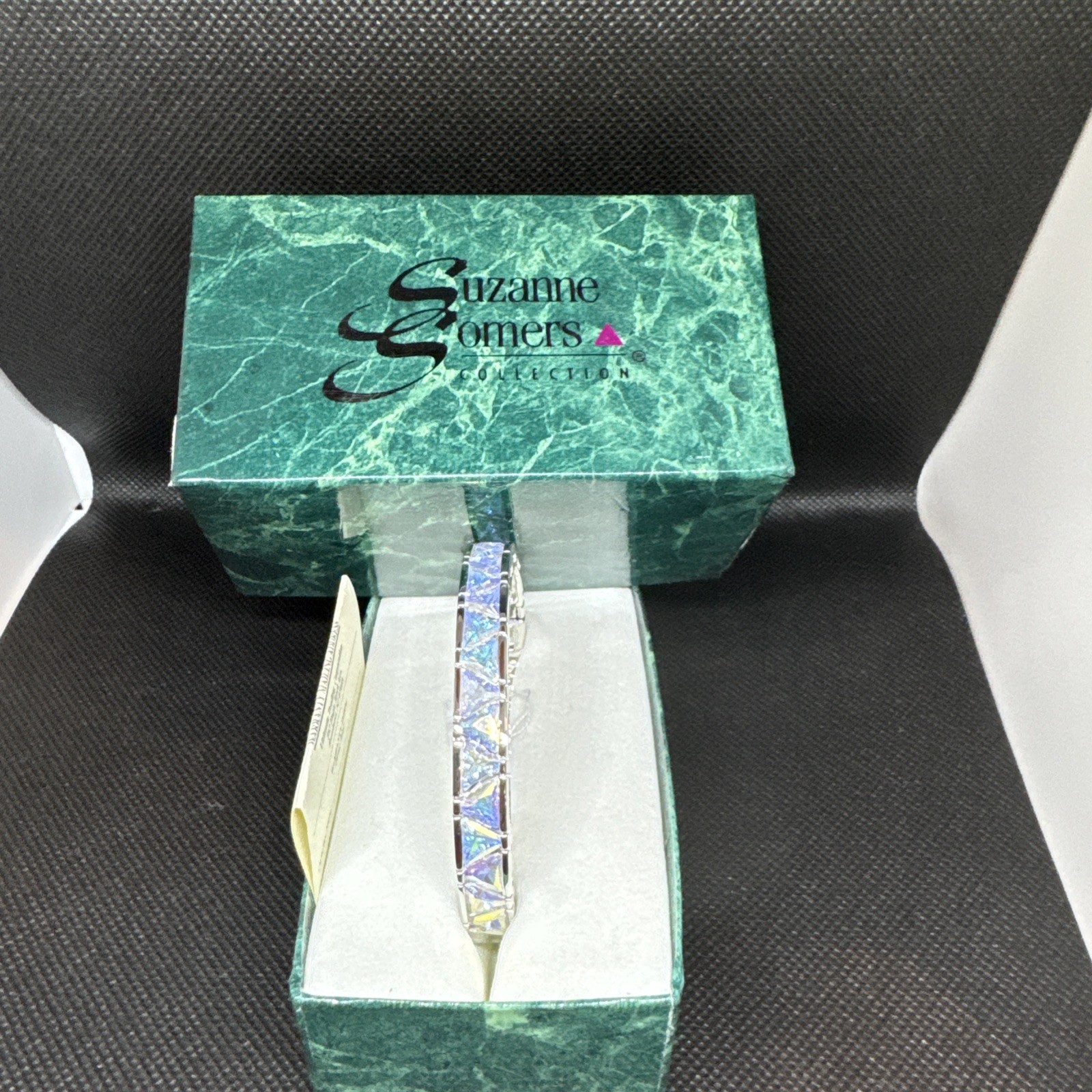 Suzanne Somers 925 Bangle Bracelet w/40 Trillion Cut Iridescent Cubic Zirconia