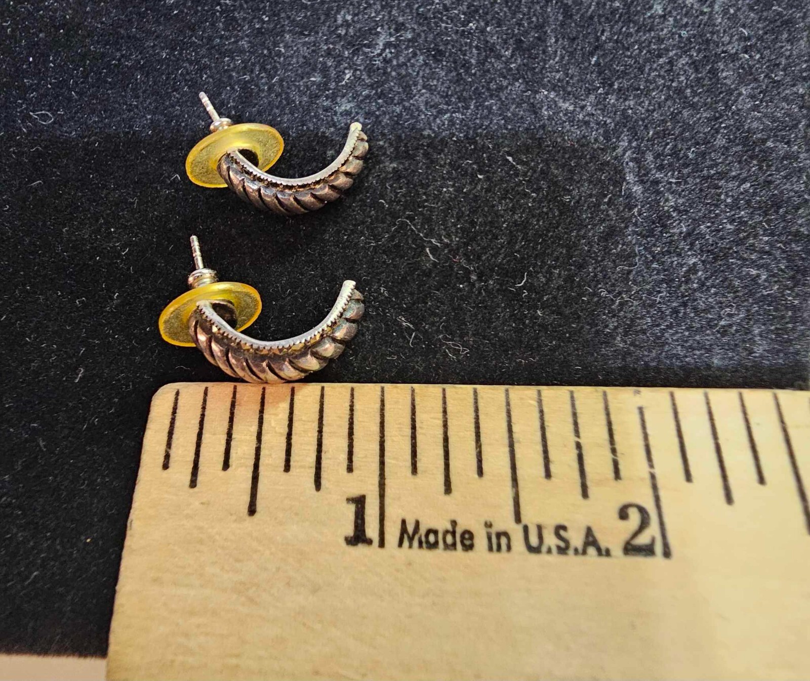 Vtg Sterling Slver Hoop Stud Earrings w/ Marcasite Rope Design-Tested- S9