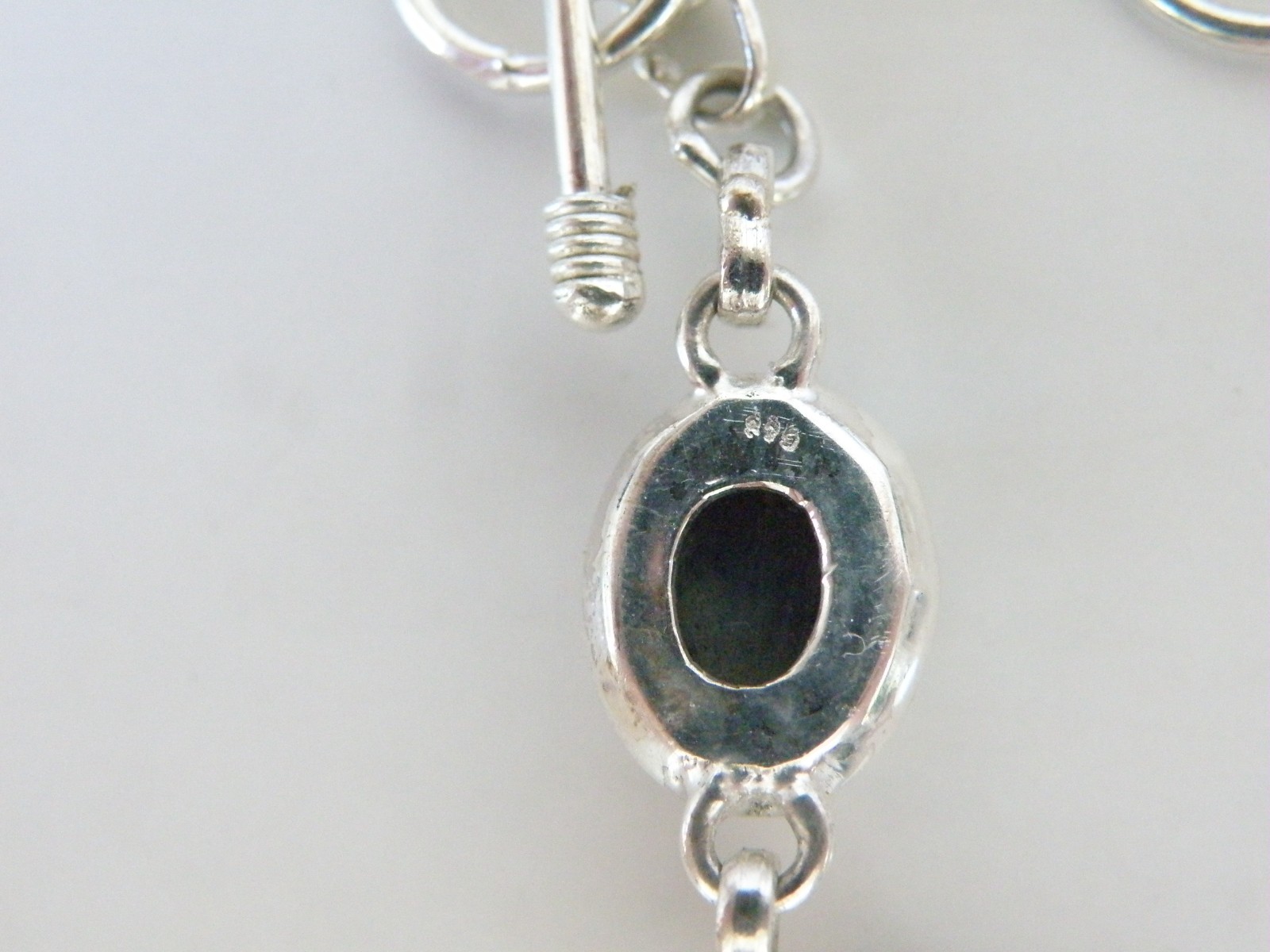 Vintage Sterling Silver 925 Labradorite Tennis Link Adjustable Station Bracelet