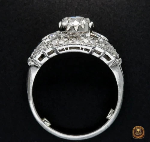 Antique Vintage Round Cut White Diamond Wedding Anniversary Ring 14k Gold Finish