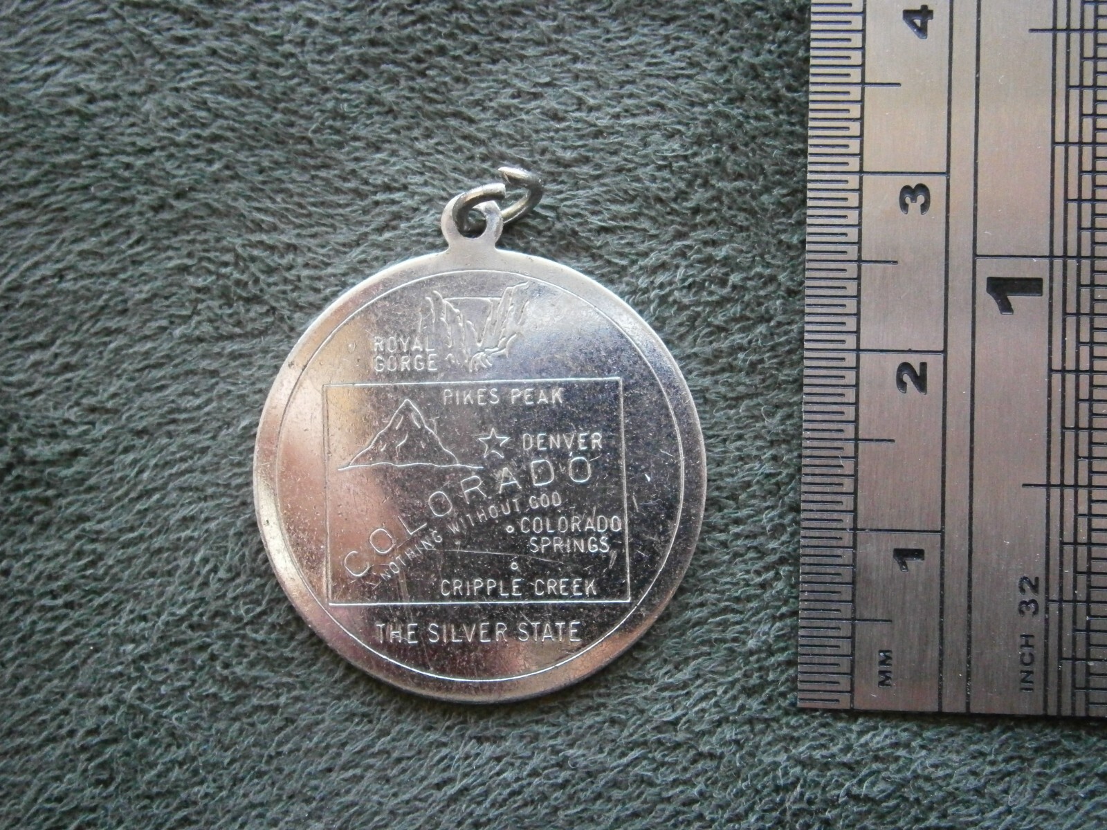 AC CO Large Engraved Colorado Vintage Sterling Silver Travel Bracelet Charm 3.3g