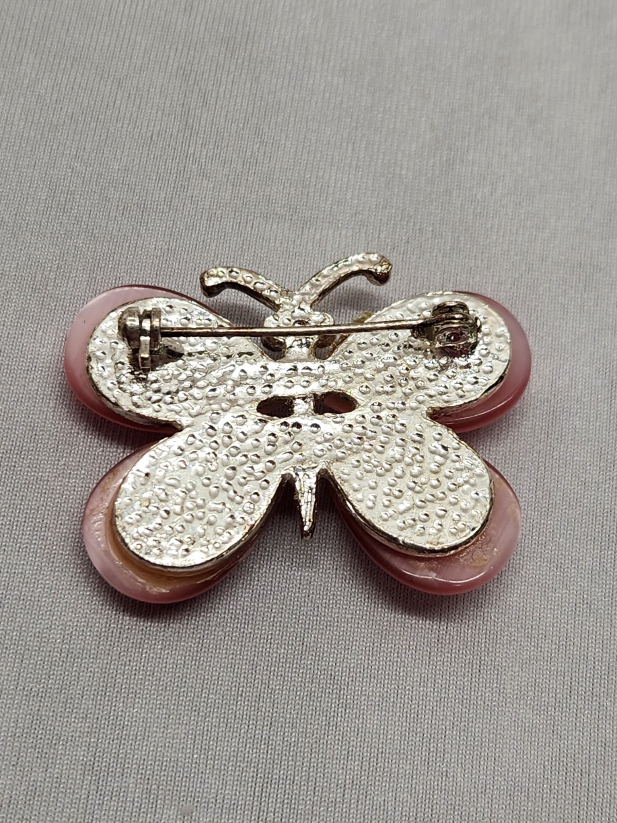 Vintage Pink Stone Butterfly Brooch Pin Adorable