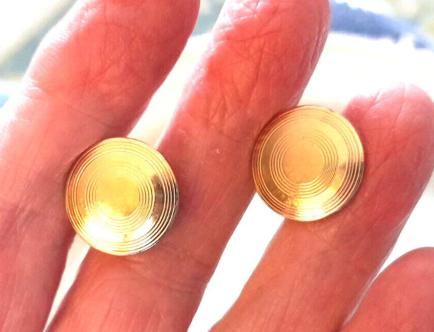 Vintage SWANK Gold Tone Swirl Classic Good Look .5″ Cufflinks