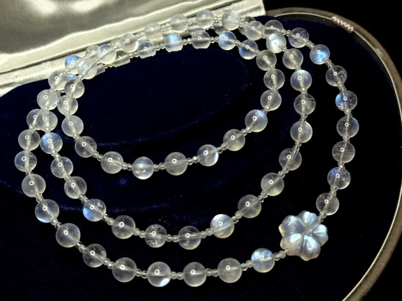 necklace moonstone rock crystal Art Deco style