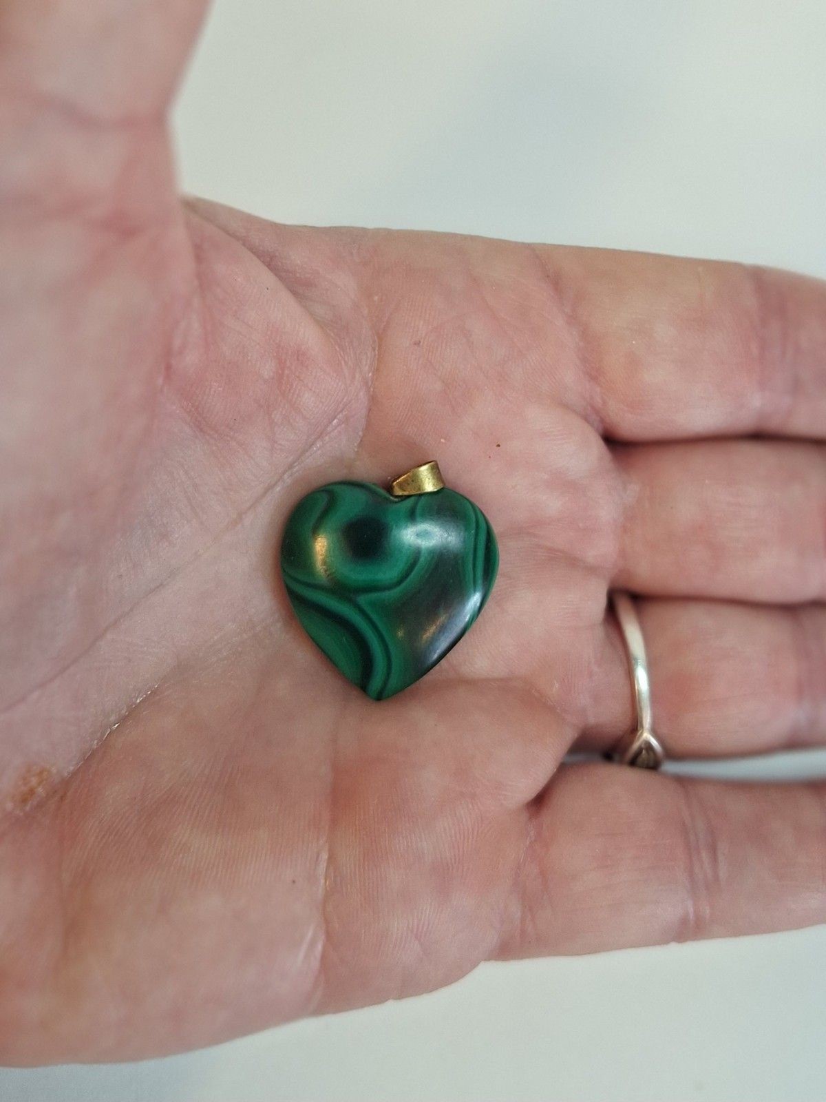 Vintgage Green Malachite Puff Heart Pendant