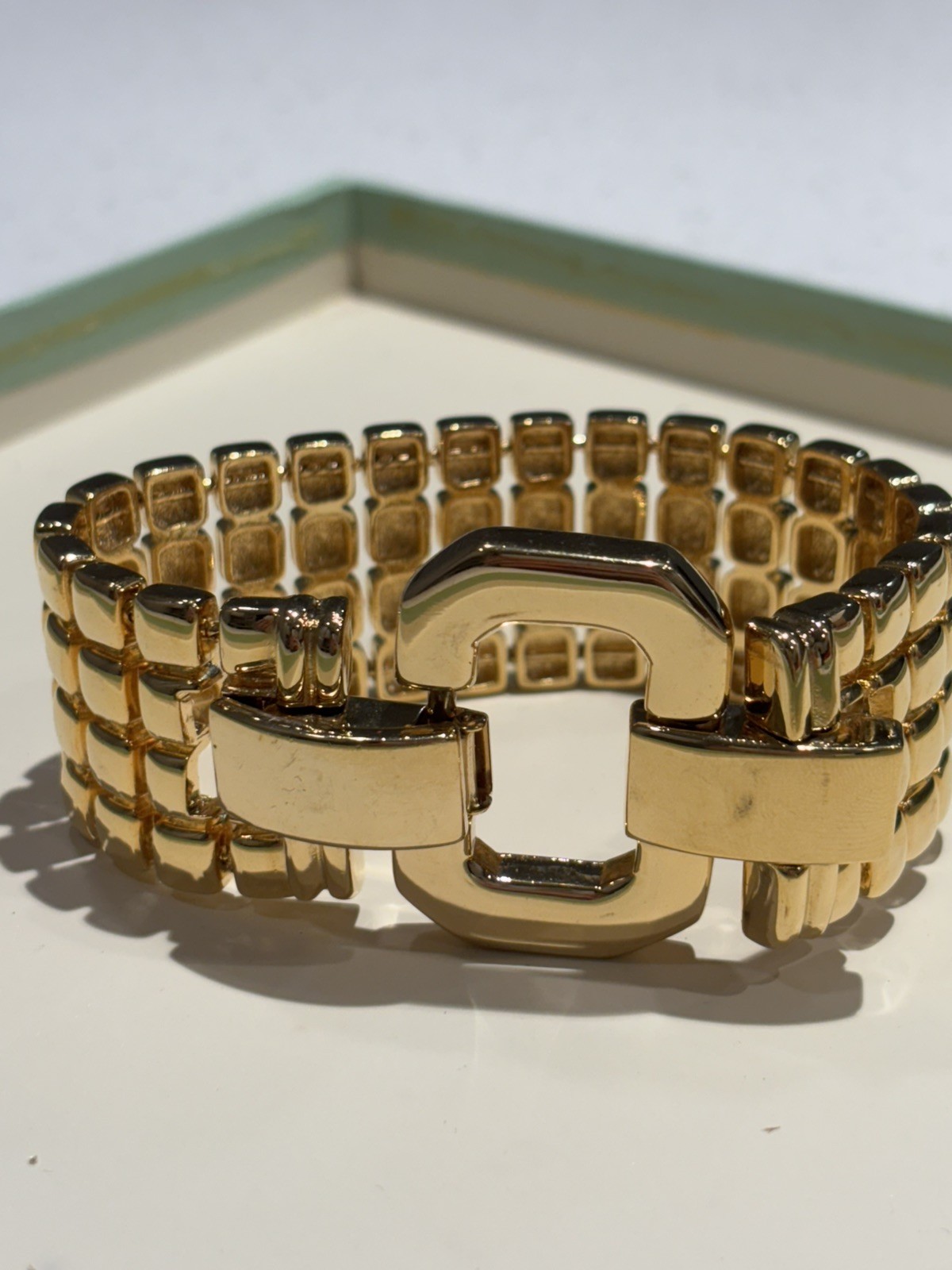 Vintage Bracelet JOAN RIVERS Wide Chain Buckle 7.75″ Designer Fashion Jewelry